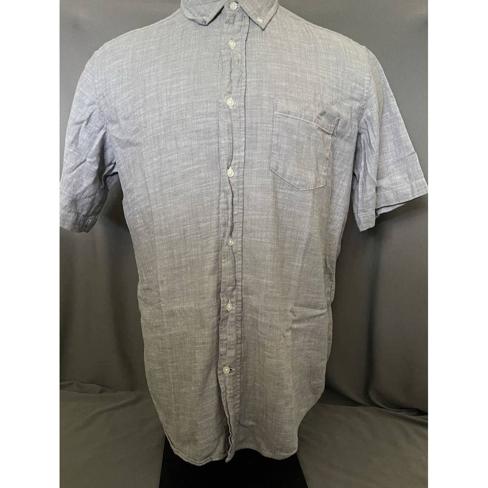 George Shirt Mens (42-44) Large Blue Classic Fit Button Up Short Sleeve Pocket